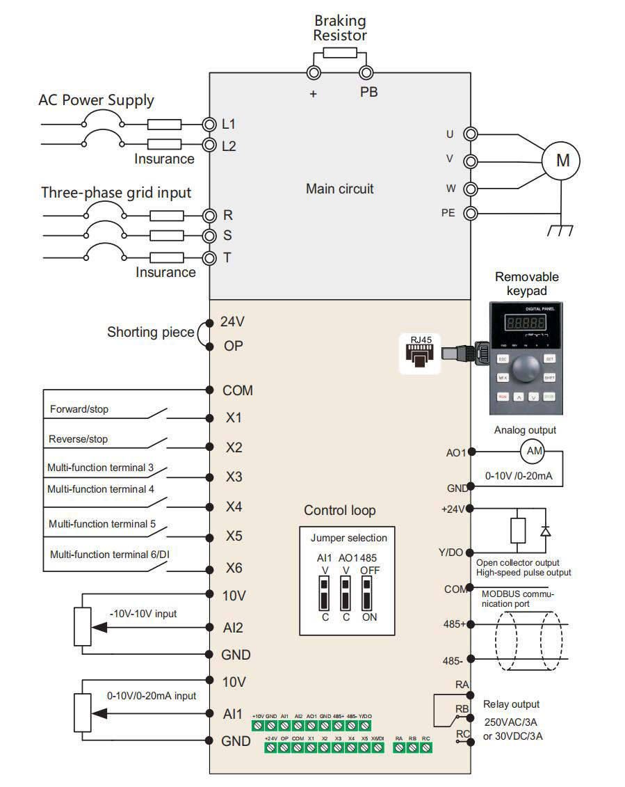 18.5KW~400KW Main circuit wiring diagram