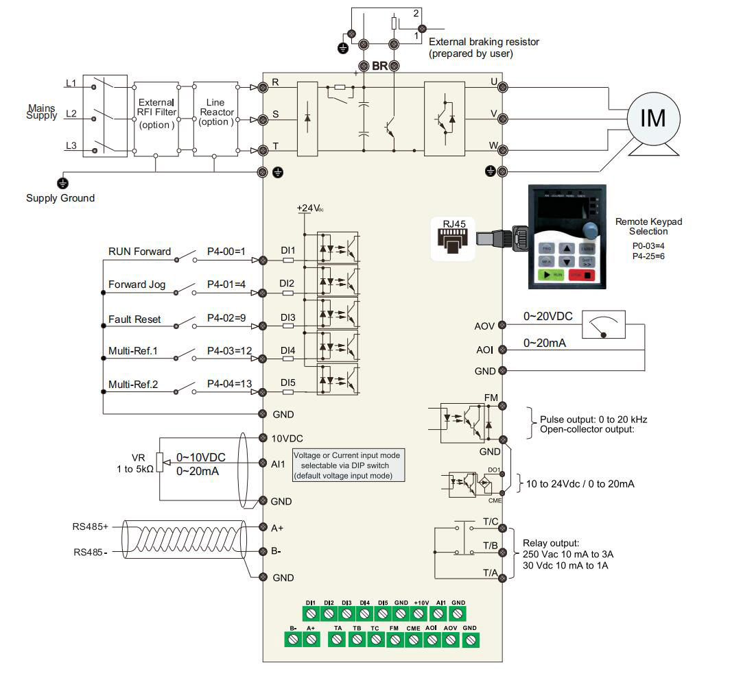 4KW~15KW Main circuit wiring diagram